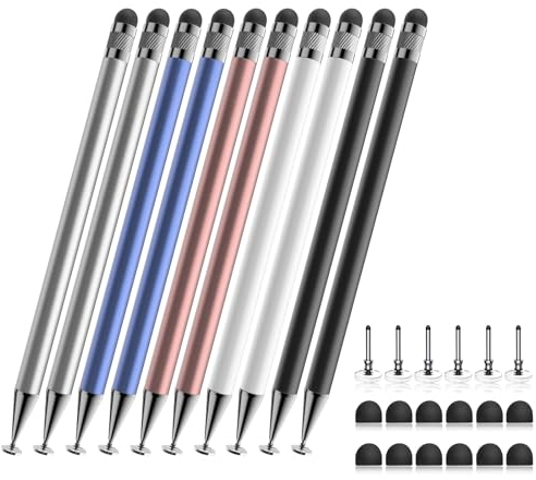 Bopomofo Tablet Stift (10 Stück),2 in 1 Touchscreen Stift,Stift für Tablet,Kompatibel Mit Handy,iPad, Android,Stift für Alle Touchscreens (Silber/Blau/Roségold/Weiß/Schwarz)