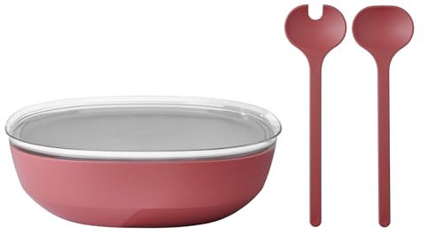 Mepal – Set di insalata Silueta – Ciotola da portata con coperchio (4000 ml) con posate da insalata (28,5 cm) – Piatti da servizio all'aperto – Lavabile in lavastoviglie e microonde – Plastica (PP,