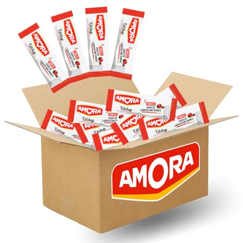 AMORA | 100 sticks de sauce Ketchup | dose individuelle 10 ml