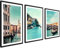 ag.art deco Italien Poster Set | 3 Stück 50x70cm MIT RAHMEN schwarz | Sommer Türkis Meer Venice Italien Küste Wandbilder