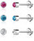 ALEXCRAFT Orecchini Punto Luce Argento Acciaio Inossidabile 316L Orecchini Donna Argento Bottone Orecchini Uomo Brillanti e Zirconi Bianchi Rosa Blu Colorati Cartilagine 3 Paia Set