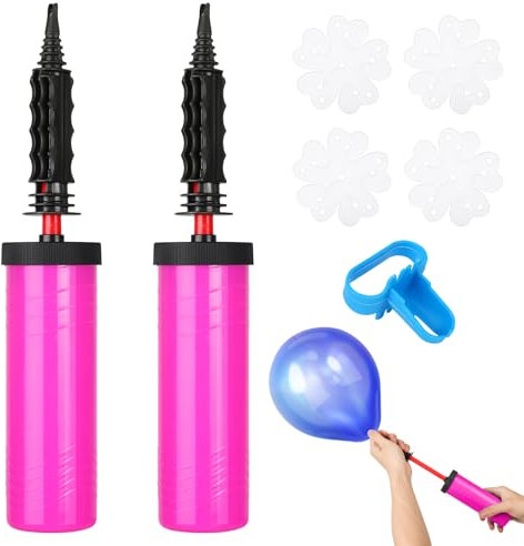 Amentalove 2 Pack Pompe à Ballons, Gonfleur Ballon Anniversaire, Pompe à Ballons Manuelle, Pompe Ballon Anniversaire, Pompe Ballons pour Les Anniversaires, Les Mariages et Les fêtes (Rose)