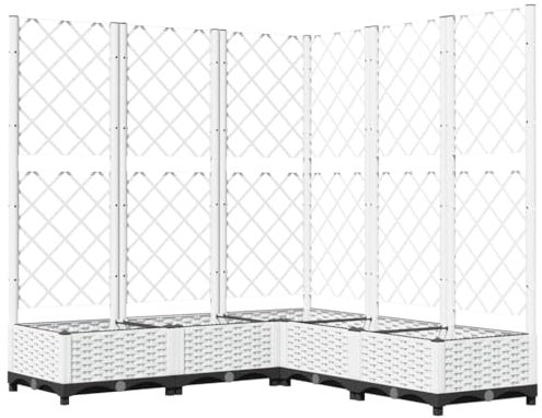 SDWEHO7 Garten Rankgitter, Pflanzkasten mit Spalier, Blumenkasten mit Rankhilfe, Blumenkübel Pflanzkübel Rankkasten Gartenspalier für Terrasse und Balkon, Weiß 120x120x121,5 cm PP