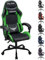 Play Haha Gaming Chair - Ergonomic Office Swivel Computer Work Desk Racing Chair, Leather Video Game Seat (Green, Lumbar Pad)