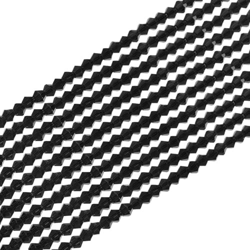 PATIKIL 4mm Bicone Cristal Cuentas, 840 piezas Rondelle Cuentas Facetadas Cristal Abalorios Granel para Joyería Pendientes Pulseras DIY Artesanía, Negro