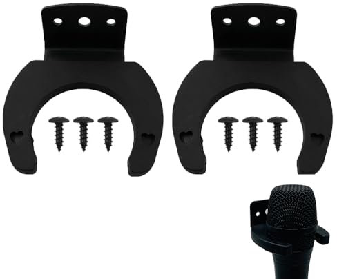 2PCS Microphone Wall Hook Holder, Microphone Hanger Headset Mount Wall, Microphone Wall Hanger Rack, Wireless Microphone Hanger Microphone Accessories