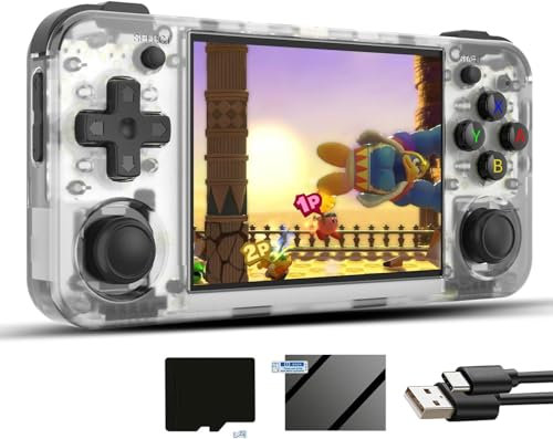 RG35XX H Retro Handheld Game Console, 3.5 Inch IPS Screen Linux System Retro Video Game Console with 64G TF Card Pre-Installed with 5500+ Games, Support HDMI TV Output 5G WiFi (Transparent White)