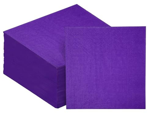 Gcardist 120 Stück Lila Cocktail-Servietten, 12.7 * 12.7cm Einweg-Getränkeservietten aus Papier für Cocktail, Abendessen, Hochzeit, Geburtstagsparty Dessert Wein Papierservietten (5 * 5 inch)