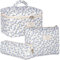 POWZOO Lot de 3 Trousse de Toilette Femme Voyage,Motif Floral Trousse de Maquillage en Coton,Trousse Maquillage Femme,Pochette de Rangement,Makeup Bag Grande Capacité,pour Fille Femme. (Violet)