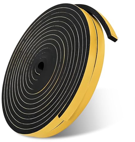 KYLOS Dichtungsband Selbstklebend Für Türen, Fensterdichtung10Mm(B) X 6Mm(D) Lärm Schalldämmung Wasserdicht Gummidichtung Abdichtungsband Schwarz (2 Rollen Je 4M Lang)