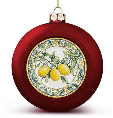 Gelbe Zitronen, Vintage-Weihnachtskugel, Ornamente, bruchsicher, hängende Weihnachtskugeln für Weihnachtsbaumdekoration, rote Weihnachtsbaumkugeln für Urlaub, Hochzeit, Party