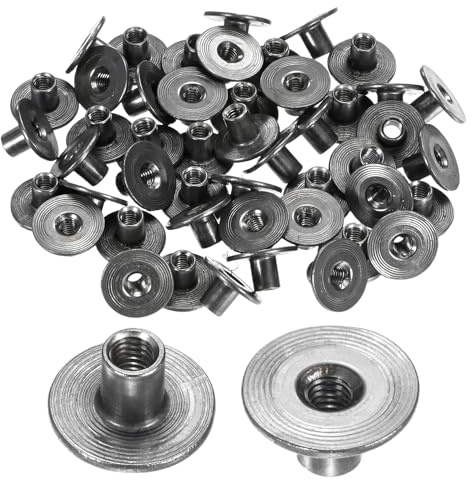 M METERXITY 50er Pack M4x8mm T-Nut Verzinkter Kohlenstoffstahl T-Nut Runde Basis Schweißmutter Durchgangsloch Möbelbeschlag Flansch Einsatzmutter Mit Innengewinde Grau