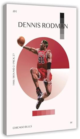 BQUWR Dennis Rodman Kunstposter auf Leinwand, Schlafzimmer, Dekoration, Landschaftsdekoration, Geschenk, 20 x 30 cm