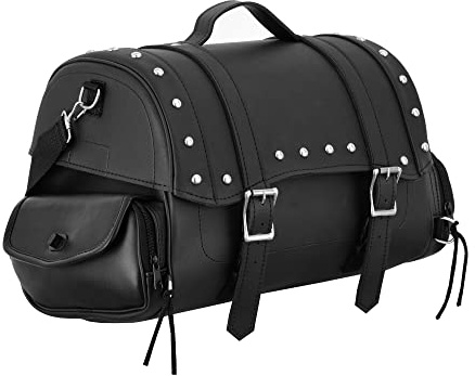 LIMA-MOTO Motorcycle Leather Trunk Saddlebag Motorbike Equipment Storage Organizer Pannier Waterproof Tail Bag or Rear Seat Both Sides Tools Box Touring Bag