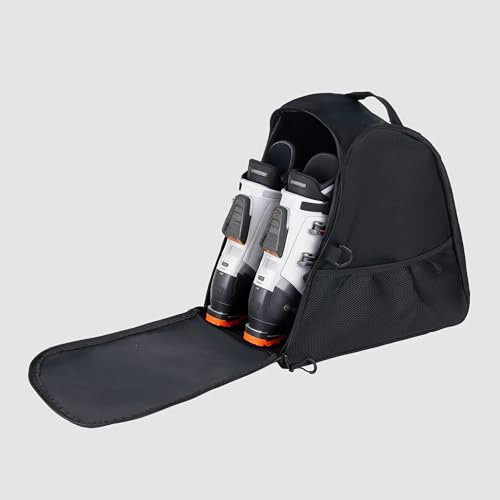 Zedelmaier Klassische Skischuhtasche Snowboardschuhtasche – wasserdichte Skischuh-Tasche für Skifahren & Snowboard, Wintersport geeignet bis EU 44 Schwarz