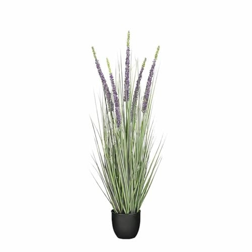 MICA Decorations Eremurus – Kunstgras – Realistische Kunstpflanze Deko Wohnzimmer – Künstliche Pflanzen – Zimmerpflanzen Künstlich – H110 x Ø35 cm – Grün, Lila