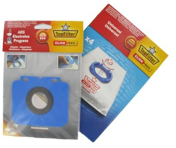 Top Filter sacs aspirateurs universels avec Adaptateur Click Bag pour aspirateurs AEG 475/824, Blanc/Jardin Opulent