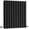 Milano Aruba Black Horizontal Double Oval Panel Radiator - 635mm x 595mm