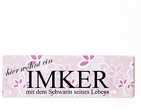Deko Shabby Chic Schild Hier wohnt ein Imker Vintage Holz Türschild in rosa zum Kleben