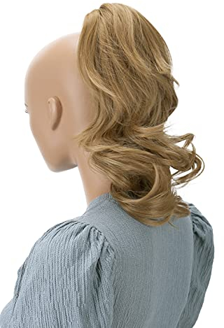 CAISHA 35cm Haarteil Helena Zopf Haarverlängerung mit Butterflyklammer Voluminös Gewellt Dunkelblond H135
