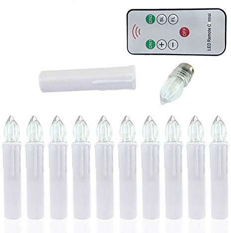 EuroFone LED Weihnachtskerzen Flammenlose Kerze mit Fernbedienung, Weihnachtsdeko, Hochzeit, Geburtstags, Party 10 pcs(AA Battery Not Included)