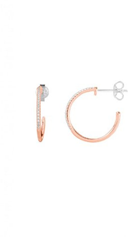 Xenox XS3524R Ohrringe Creolen Modern Classic Silber Rosé-Ton Zirkonia Ø 20 mm