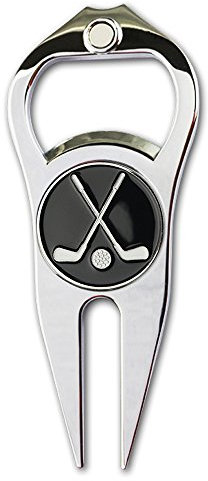 GOLTERS Golf Repair Tool Pitchgabel mit Ball Marker, eine einzigartige und Multifunktions Golf Zubehör, Nickel, schwarz