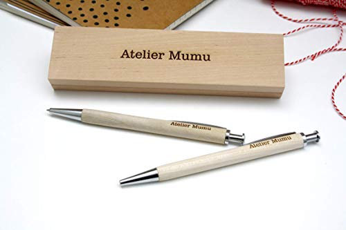 Coffret stylo et porte-mine personnalisés en bois avec triple gravure, parure bois avec gravure sur mesure, cadeau personnalisé