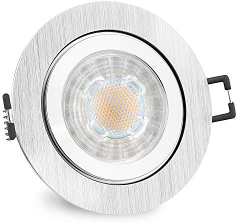 SSC-LUXon RW-2 Einbauleuchte Bad LED 230V - mit tauschbarem LED GU10 3W neutralweiß - Einbaustrahler rund gebürstet IP44 Bad & Aussen