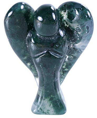 Lebensquelle Plus Engel Schutzengel aus Edelstein stehend (Moosachat)