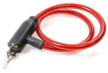 Steel Spiral Cable Bicycle Bike Lock 2 Keys Cycle Chain PVC Non scrachable Sleve (Red)