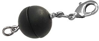 Creative-Beads Magnetverschluss für Ketten u. Schmuck, Kugel, rund 10mm, mit Edelstahl Karabiner und Öse, schwarz matt