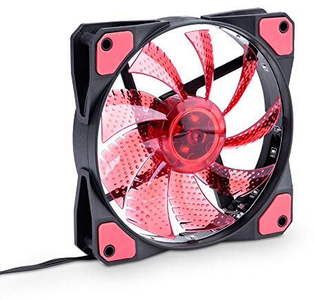 Akyga AW-12C-BR - Ventilador para PC Molex (12 V, 15 ledes, 120 mm), Color Rojo