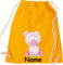 ShirtInStyle Turnbeutel Tiere Schwein Schweinchen mit Wunschnamen, Beutel Tasche Hort Kita, Farbe Mustard