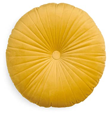 ESSENZA Dekokissen Naina Senfgelb, Ø 40 cm - 100% Polyester Samt - Uni
