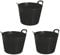 doodle and MOOZE 42 Litre Black Heavy Duty Large Flexi Tub Rubble Container Garden Home Flexible Plastic Storage Bucket (3, Black)
