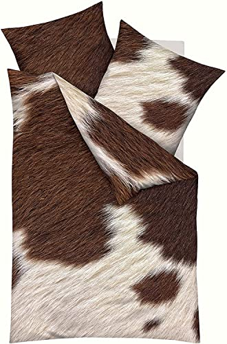 Kaeppel Digitaldruck Bettwäsche Kuhfell, Animal-Print Nougat 80x80 + 155x220 cm