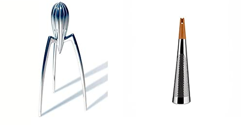 Alessi PSJS Juicy Salif Citrus Juicer, Aluminium, Mirror Polished & Todo Cheese Grater (RS08)