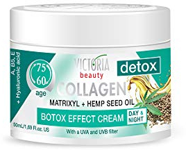 Victoria Beauty Collagen Creme mit Hyaluronsäure, Anti Aging Hyaluron Gesichtscreme mit Niacinamide und Matrixyl 3000, Augencreme gegen Falten, Face Moisturizer, 2 x 50ml