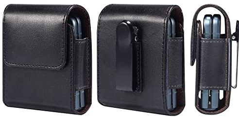 Leder Flip Handy Holster Vertikal Drehbar Gürtelclip Telefonhalter Tasche Hülle für Motorola RAZR 60, RAZR 60 Ultra, Moto Razr 50 40 Ultra, Samsung Galaxy Z Flip 6/5/4/3 5G
