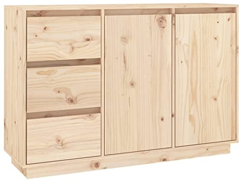 Norheim Sideboard Mit 3 Schubladen und 4 Fächer Beistellschrank Largeschränke Küchenschrank Kommode für Ihrem Wohnraum 111x34x75 cm Massivholz Kiefer