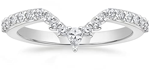 Titaniumcentral Vorsteckring Damen Schmal Eternity Ring Rosegold Gold Silber Birnen und Rund Schliff Zirkonia Verlobungsringe Eheringe (Silber,52 (16.6))