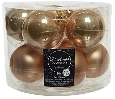 Weihnachtskugeln Glas 6cm x 10 Stück Christbaumkugeln matt glänzend beige Creme Sand braun Hellbraun