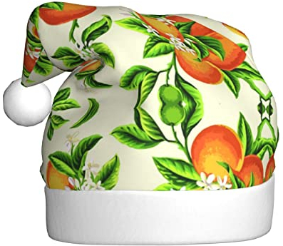 ASEELO Gelbe Blüte und orange Früchte Weihnachtsmütze für rote Weihnachtsmütze Weihnachtsdekorationen