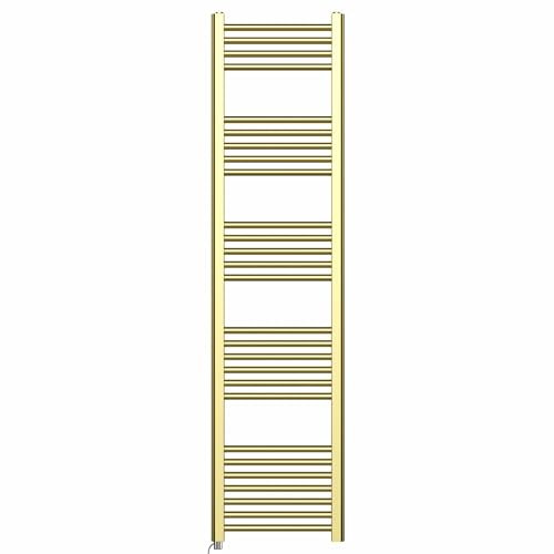 Myhomeware 300mm Wide Shiny Gold Electric Bathroom Towel Rail Radiator With Manual Electric Element UK Pre-Filled (300 x 1600 mm (h))