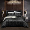 Tospass Sommer Satin Bettwäsche 135x200 cm 4 Teilig Schwarz Deckenbezug Seide Glatt Luxus Glanzsatin Bettwäsche Set Einfarbig Glänzend Gestreift Bettbezug mit Reißverschluss 2 Kissenbezug 80x80cm