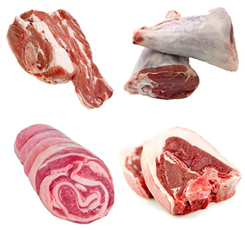 London Grocery Fresh Grass Fed Lamb Meat Box – Includes Loin Chops, Shoulder Joint, Boneless Breast & Shanks – 4 Premium Cuts Ideal for Family Dinners & Weekend Roasts