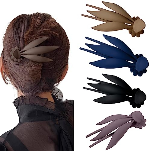Ypkia Entenschnabel Haarspangen Damen Haarklammer Groß Schwarz Form Des Blattes Haarnadel Haarschmuck Für Frauen Mädchen (4 Stück)
