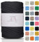 Makromecity, Cotton Macrame Cord 2mm x 195 Yards (590 feet) 2mm Recycled Cotton Crochet Yarn for Macrame Art & Crafts for Wall Hangings, Bags, Underplate, Rug (25 Colors Available) (Black)