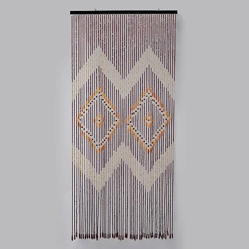 Coopers of Stortford - Bamboo Curtain Diamond Door Fly Screen and Room Divider - Eco-Friendly Wooden Beads with Cotton Thread - L200 x W90cm